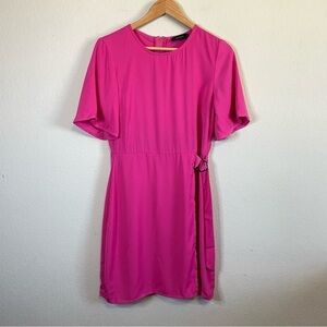 Pagani Barbie Pink Short Sleeve Dress Flattering Crossover Front Size 10